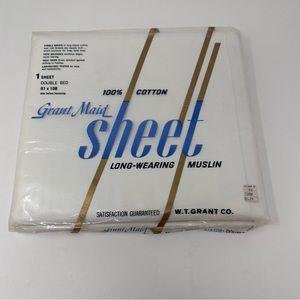 Grant Maid Vintage NWT Muslin Flat Sheet White Full Double Size